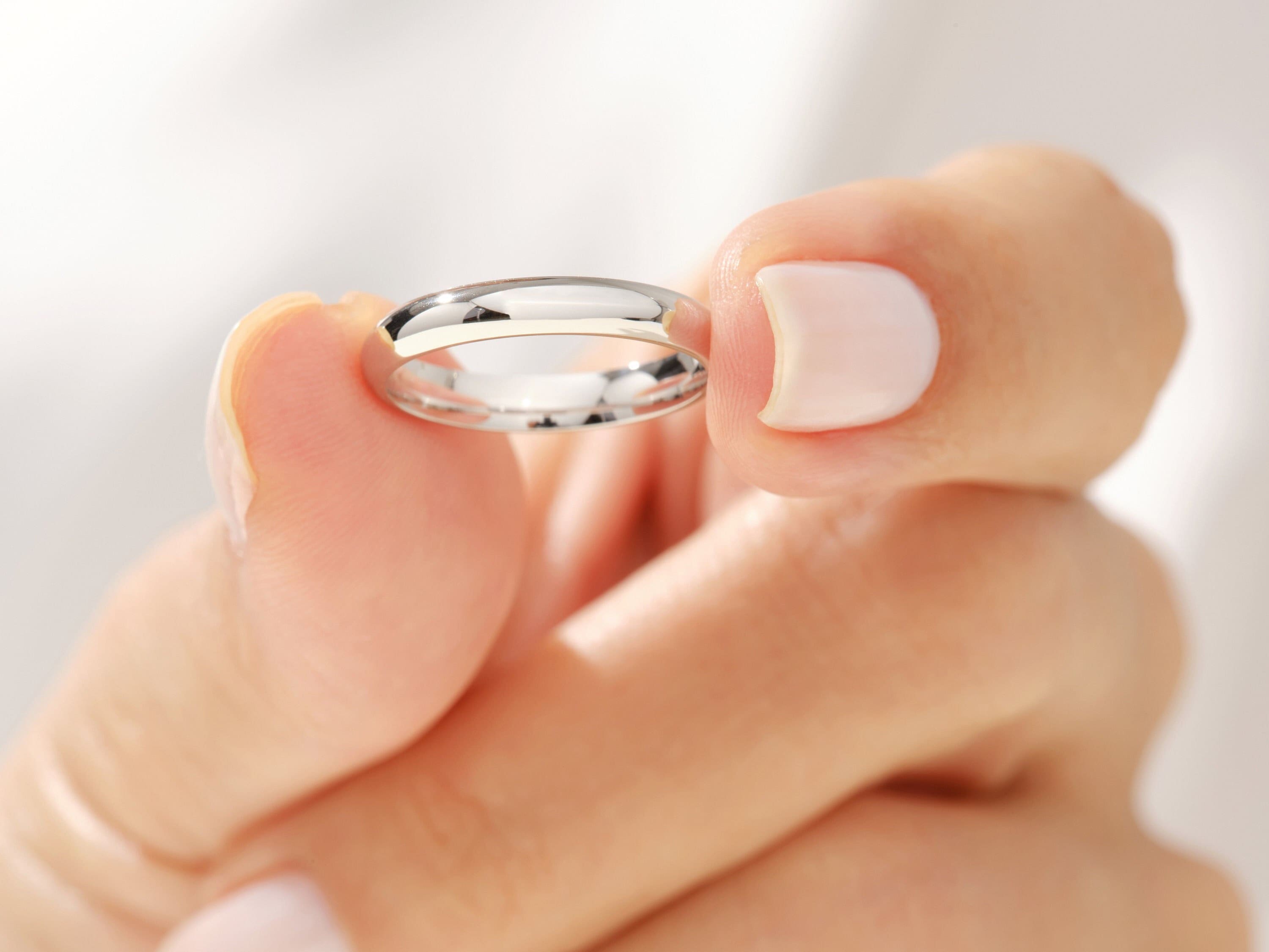 3mm White Gold Wedding Band • DOME • POLISHED • 10k, 14k, 18k Solid White Gold Wedding Ring for Men and Women • 3mm Simple Plain Band Ring