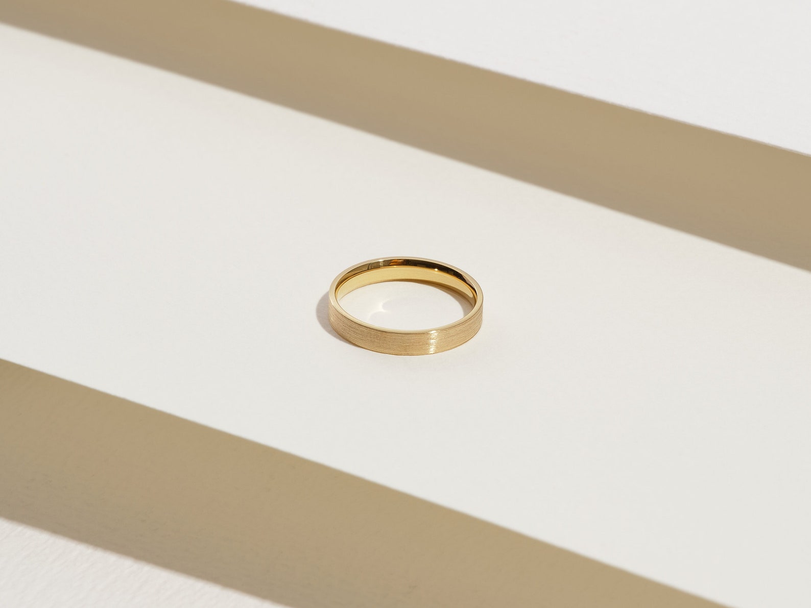 14k Solid Yellow Gold Matte Wedding Band • 3mm Flat Ring - Etsy