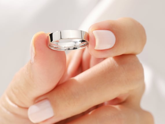 Titanio Opaco E Lucido Anello Fidanzamento Matrimonio 5mm - Foto 8