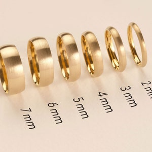 14k Solid Yellow Gold Domed Wedding Band • DOME • MATTE • Classic Wedding Rings for Men and Women • Plain Simple Wedding Band Ring