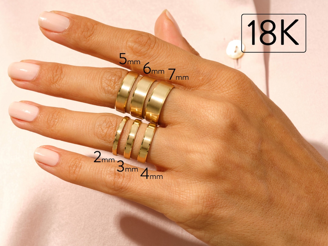 18k Solid Yellow Gold Wedding Band • BEVELED-EDGE • MATTE