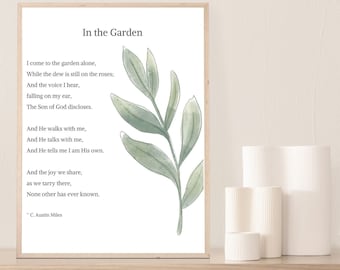 In the Garden Hymn Lyrics, christliche Wandkunst, druckbare Wohnkultur