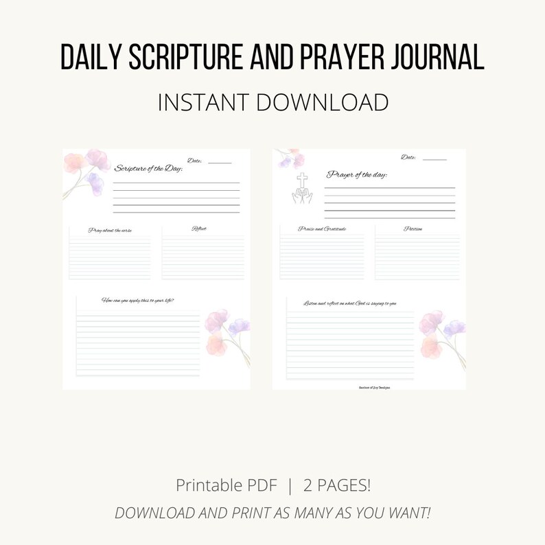 Daily Scripture and Prayer Journal Christian Printable - Etsy