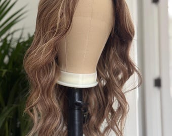 Brown Blonde Balayage Human Hair Wig, 22 Inch, 180% Density, 13x6 HD Lace Front, Glueless – Sienna, Ready to Ship