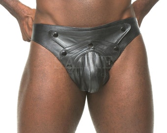 Real Leather Jockstrap for Men, Detachable Codpiece,Luxury leather Lining Mens leather underwear