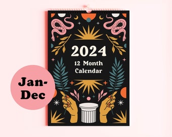 2024 Boho Style Calendar | Monthly Calendar | Wall Planner | A3 Planner | A4 Calendar | 12 Month Hanging Calendar | Bohemian Trend