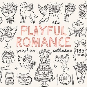 Skurrile Hochzeit SVG Icons, handgezeichnete Illustrationen für digitale Hochzeitseinladung, Canva Vorlagen, Menüsymbole, lustige Cherub Doodles