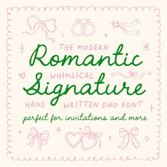 Handwritten Font for Wedding Invitations, Whimsical Script, Perfect for Menus, Romantic Coquette Font, Quirky Wedding Stationery Design