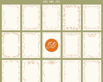 Hand Drawn SVG Frames Bundle for Whimsical Christmas Invitations, Dinner Party, Menu, Cards, Squiggle Borders PNG, Doodles Holiday Clipart