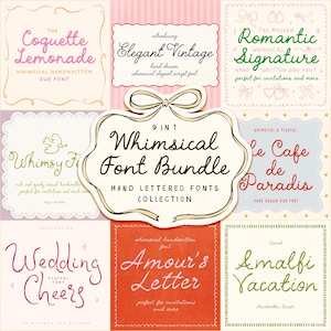 Handgeschriebenes Schrift-Bundle, wunderliche Hochzeitsschrift für handschriftliche Einladungen, Menü, maßgeschneiderte, Canva, Procreate, DIY-Vorlagen, schrullig
