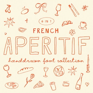 Aperitif Schrullige handgeschriebene Schriftfamilie für Poster und Einladungen, Vorlagen, Casual Font, Procreate, Goodnotes, Handgezeichnete Hochzeitsschrift