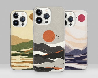 Japanese Sunset Phone Case Dusk Horizon Cover for iPhone 15 14 13 12 11 Pro Max, Plus, XR, SE, Samsung S21 S22 S23 A51 A52 A53 A54, Pixel