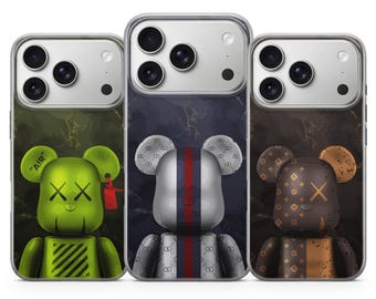 Robot Bear Phone Case Luxury Teddy Cover for iPhone 17, 16, 15, 14, 13 12 11 Pro, Pro Max fits iPhone E, Air, XR