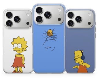 The Simpsons Minimalism Phone Case Homer, Lisa Cover for iPhone 17, 16, 15, 14, 13 12 11 Pro, Pro Max fits iPhone E, Air, XR