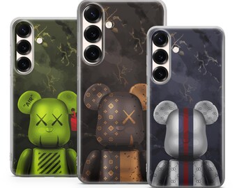 Robot Bear Phone Case Luxury Teddy Cover for Samsung S26, 25, 24, 23, 22, Ultra/+, etc.