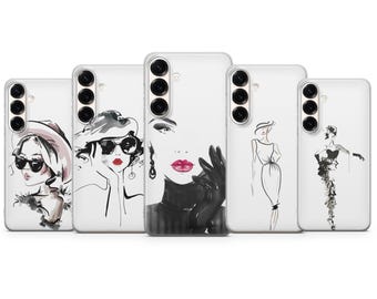 Parisian Women Phone Case Fashion Women Shopping Cover for Samsung S26, 25, 24, 23, 22, Ultra/+, etc.