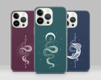 Snake Phone Case Midnight Moon Cover for iPhone 14 Plus, 13 Mini, 12 11 Pro Max, SE, XR, Samsung A13, S22, S21 FE, A40, A72, A52, Pixel 6a