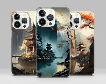 Japanese Monastery Phone Case Courage Architecture Cover for iPhone 15 14 13 12 Pro Max, Plus, XR, SE, Galaxy S21 S22 S23 A52 A53 A54, Pixel