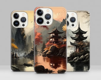 Japan Landscape Phone Case Ancient Shinto Cover for iPhone 15 14 13 12 11 Pro Max, Plus, XR, SE, Samsung S21 S22 S23 A51 A52 A53 A54, Pixel