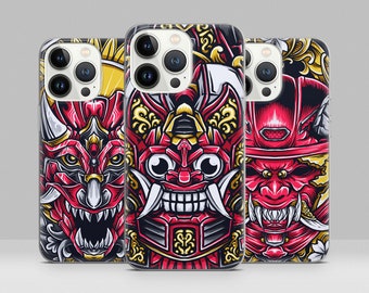 Samurai Mask Phone Case, Armor Tradition Cover for iPhone 15 14 13 12 11 Pro Max, Plus, XR, SE, Samsung S21 S22 S23 A51 A52 A53 A54, Pixel