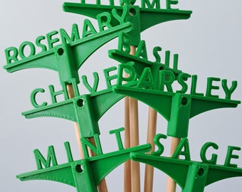 Canadian-Made 3D Printed Herb Garden Stakes, UV Resistant, treated wood, markers, recyclable, fine herbs, parsley, gift, seed, plantation