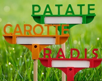 Garden stakes, 3D printed, treated wood, recyclable, gift, vegetable, gardening, carrot, identify, gift, birthday,