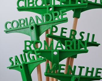 Herb stakes, French, made in Canada, UV resistant, treated wood, gift, seed, gardening, parsley, marker, sign, garden