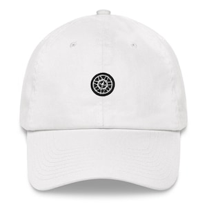 Embroidered Snowflake Wheel Golf Alpine White Adult Hat