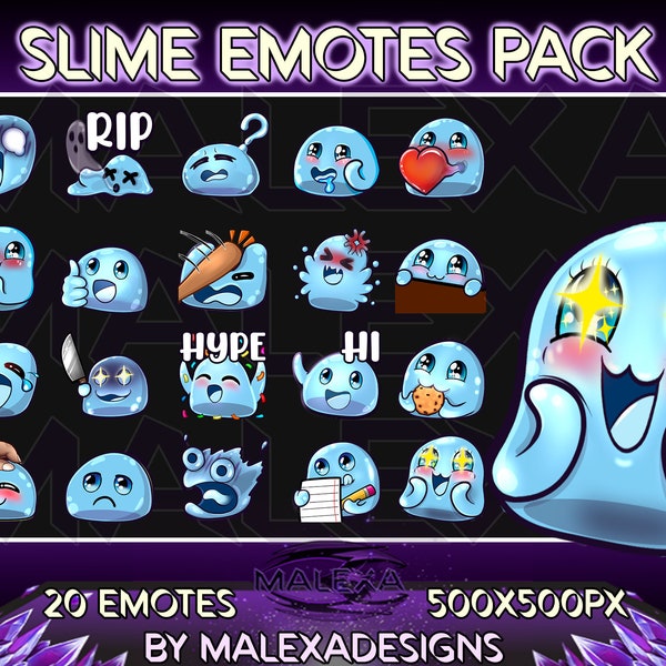 Blue Slime Emotes Pack, Blue Color, Slime Emotes, Cute Slime, Twitch Emotes, Kick Emotes, LiveSpace Emotes, Discord Emotes, Kawaii Slime