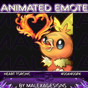 Animated Torchic Emote, Twitch animated emote, Kawaii heart