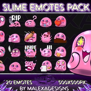 Pink Slime Emotes Pack, Pink Color, Slime Emotes, Cute Slime, Twitch Emotes, Kick Emotes, P2U Emotes, Discord Emotes, Kawaii Slime