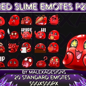 Red Slime Emotes Pack, Red Color, Slime Emotes, Cute Slime, Twitch Emotes, Kick Emotes, P2U Emotes, Discord Emotes, Kawaii Slime