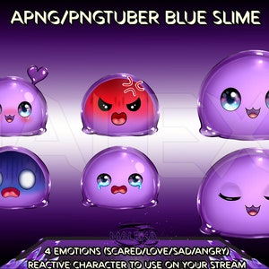 APNG/ PNGTuber Slime, Cute Vtuber, Purple Slime, Animated character reactive to sound