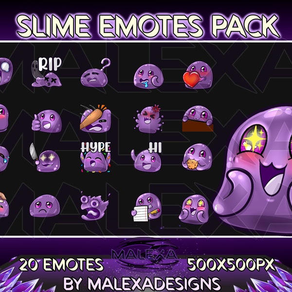 Purple Slime Emotes Pack, Purple Color, Slime Emotes, Cute Slime, Twitch Emotes, Kick Emotes, LiveSpace Emotes, Discord Emotes, Kawaii Slime