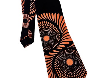 Black and Peach Abstract Necktie, African Pattern Necktie, Mens Necktie, Groom, Groomsmen, Wedding Necktie, Handmade African Print Necktie