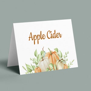 Pumpkin Food Card, Fall Food Tent Template, Editable Food Tents, Editable Good Cards, Fall Food Labels, Pumpkin Card, Editable Card, FAN115