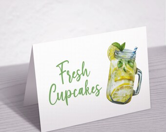 Lemonade Food Card, Lemon Food Tent Template, Editable Food Tents, Editable Food Cards, Lemonade Stand Labels, Party, Editable Card, FAN123