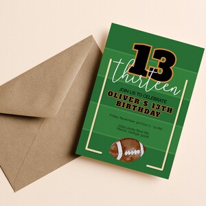 Football Themed Birthday Party, Football Party Invitation, Green Field, Touchdown, Tailgate Party, Football Theme, Football Invite, FAN134