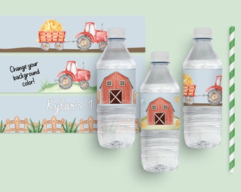 Farm Birthday Party, Editable Bottle Label, Barnyard Fun Labels, Farm Animal Theme Birthday Decorations, Farm, Barnyard Birthday, FAN126