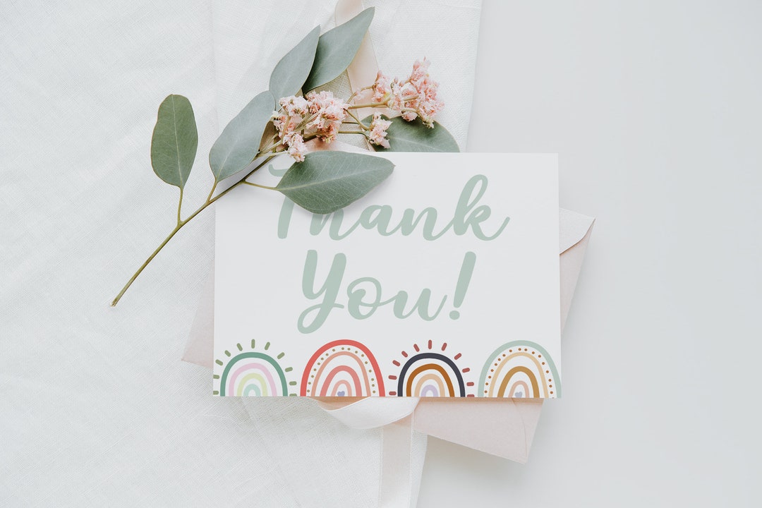 Personalised Photo Thank You Cards - Rainbow Vintage Design, Pack Of 10, With Envelopes 12 thumbnail image