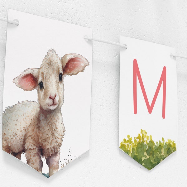 Sheep Birthday Banner, Editable Party Banner, Editable Lamb Banner Template, Editable and Printable Birthday Poster, Sheep, Lamb, FAN119