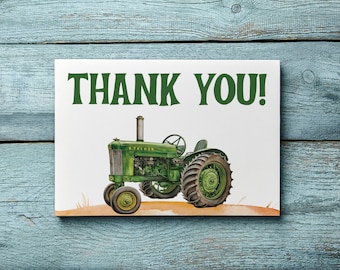 Tractor Thank You Card, Birthday Party Template, Editable Thank You Note, Tractor Thank You Card, Thank You, Green Tractor, Tractor, FAN122