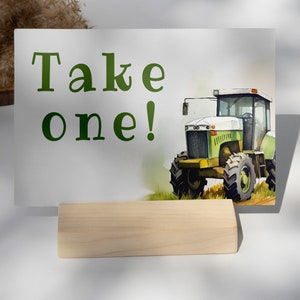 Tractor Food Cards, Farmyard Food Tents, Tractor Party Supplies, Customized Tractor Party Cards, Tractor, Combine, Red Tractor, Green,FAN127