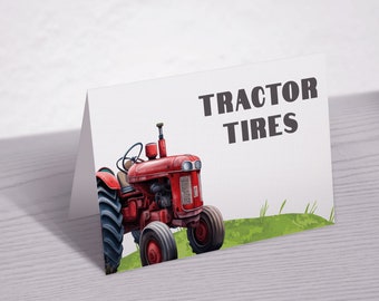 Tractor Food Card, Farm Food Tent Template, Editable Food Tents, Editable Food Cards, Farmer Food Labels, Editable Card, Red Tractor, FAN122