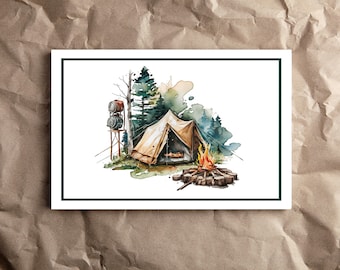 Camping Thank You Card, Birthday Party Template, Editable Thank You Note, Camping Thank You Card, Thank You, Camping Party Theme, FAN124