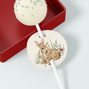 Watercolor Woodland Animal Cupcake Toppers, Baby Forest Animal Cake Pop Tags, Woodland Animal Birthday Theme, Baby Deer, Baby Animal, FAN129
