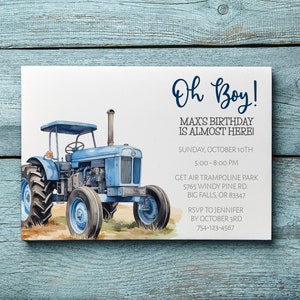 Kleine Kinder Traktor Geburtstagseinladung, Traktor Party, Traktor Invite, Kids Party, Instant Download, BlueTraktor Invite, Farming, FAN122