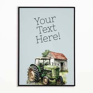 Editable Farm Birthday Party Poster, Welcome Tractor Poster, Editable Farm Welcome Sign, Tractor Party, Instant ,Green Tractor, FAN122