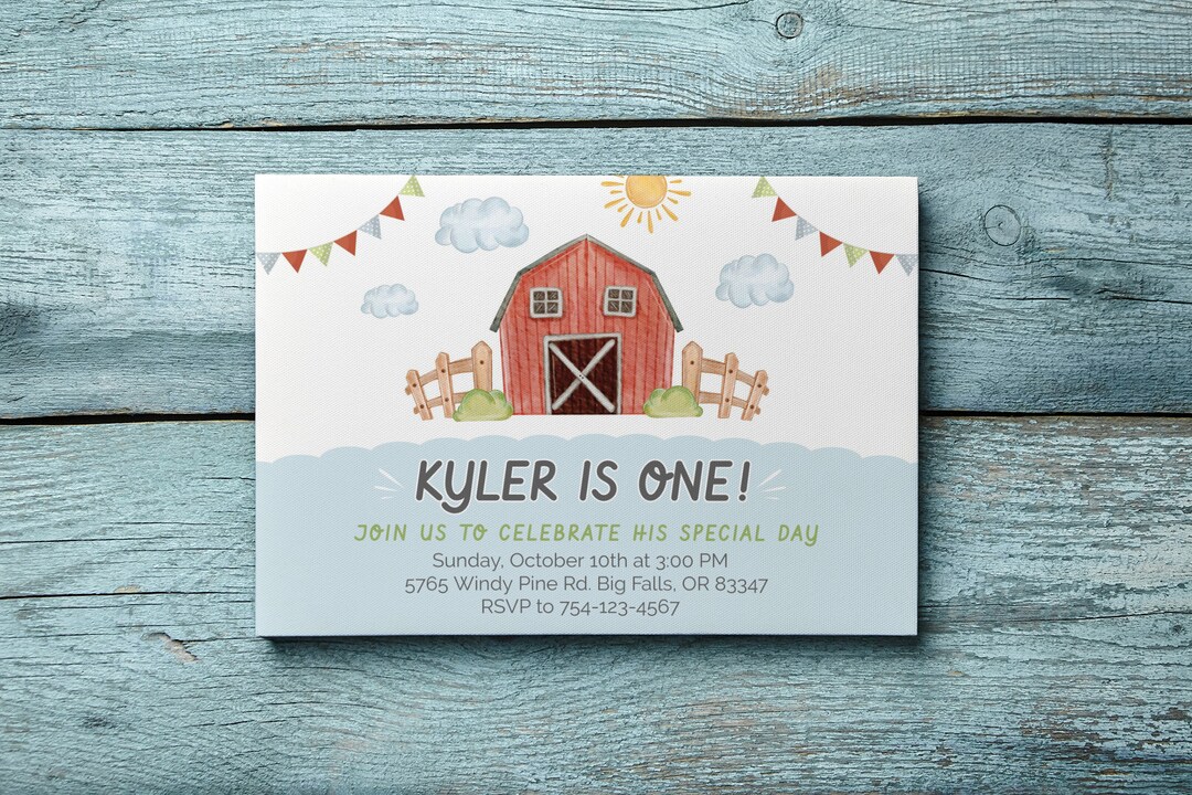 Editable Farm Animals Birthday Invitation, Boy Farm, Barnyard First ...