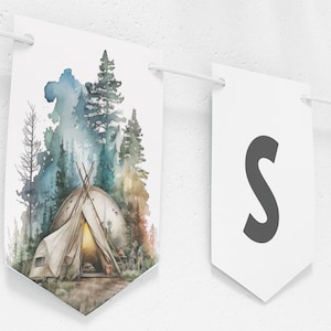 Camping Banner, bearbeitbare Party Banner, bearbeitbare Camping Banner Vorlage, bearbeitbares und druckbares Geburtstagsplakat, Camping, im Freien, FAN124